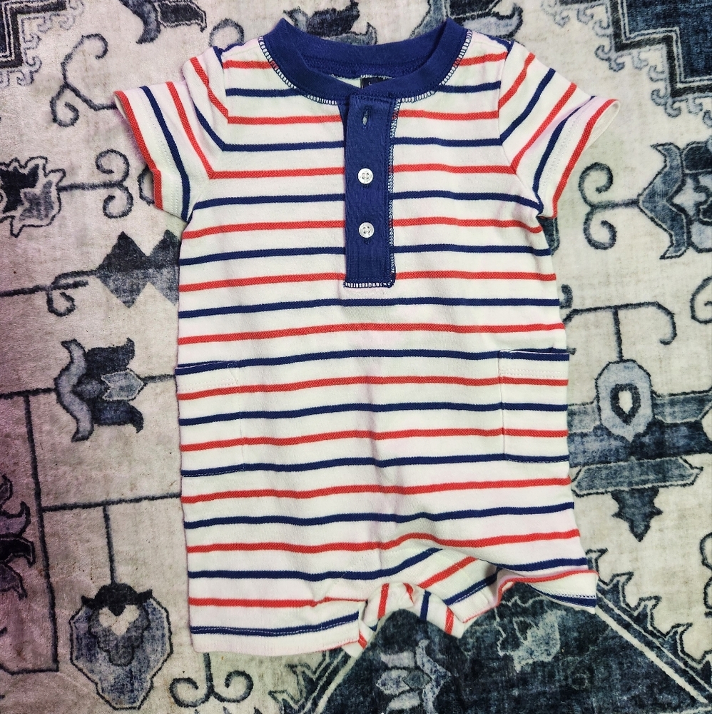 Janie and Jack Striped One Piece - Navy, Red, White